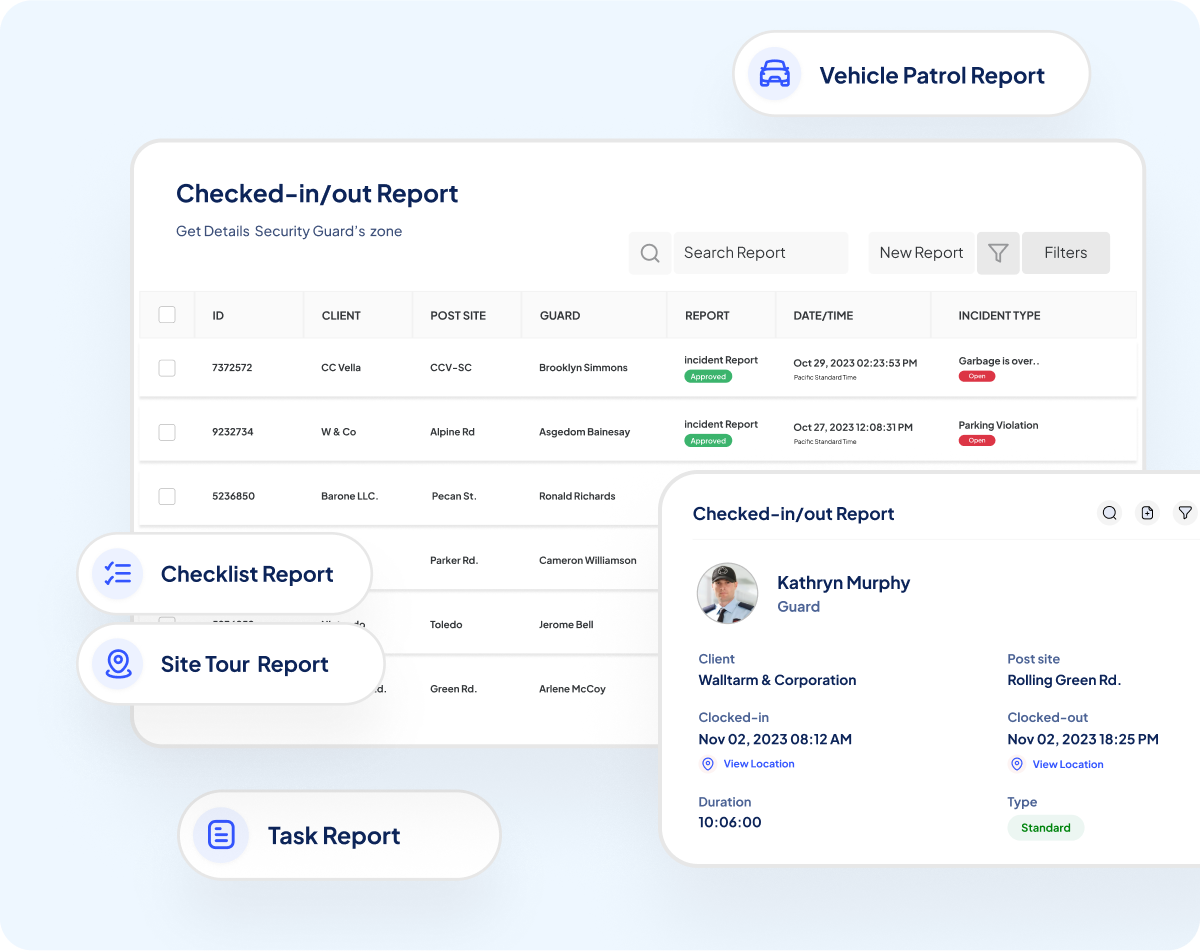 Guard Tours: Reported
 in Real Time