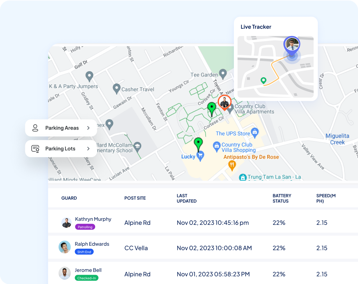 24/7 Live GPS Guard Tracking
