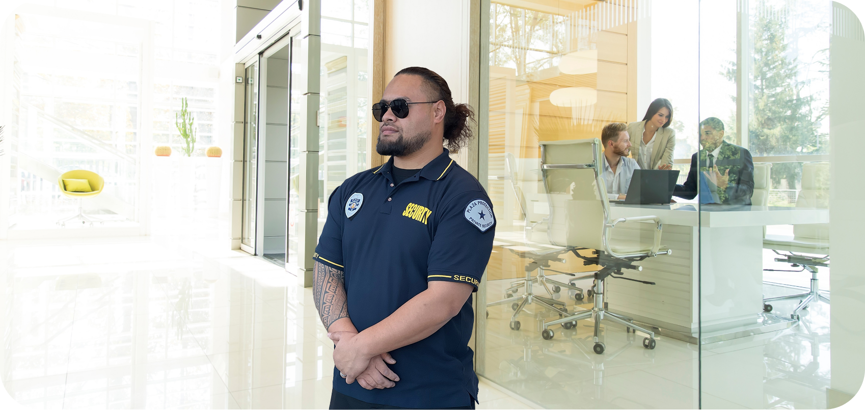 Plaza Protection Security Guard Providing Industry-Specific Protection