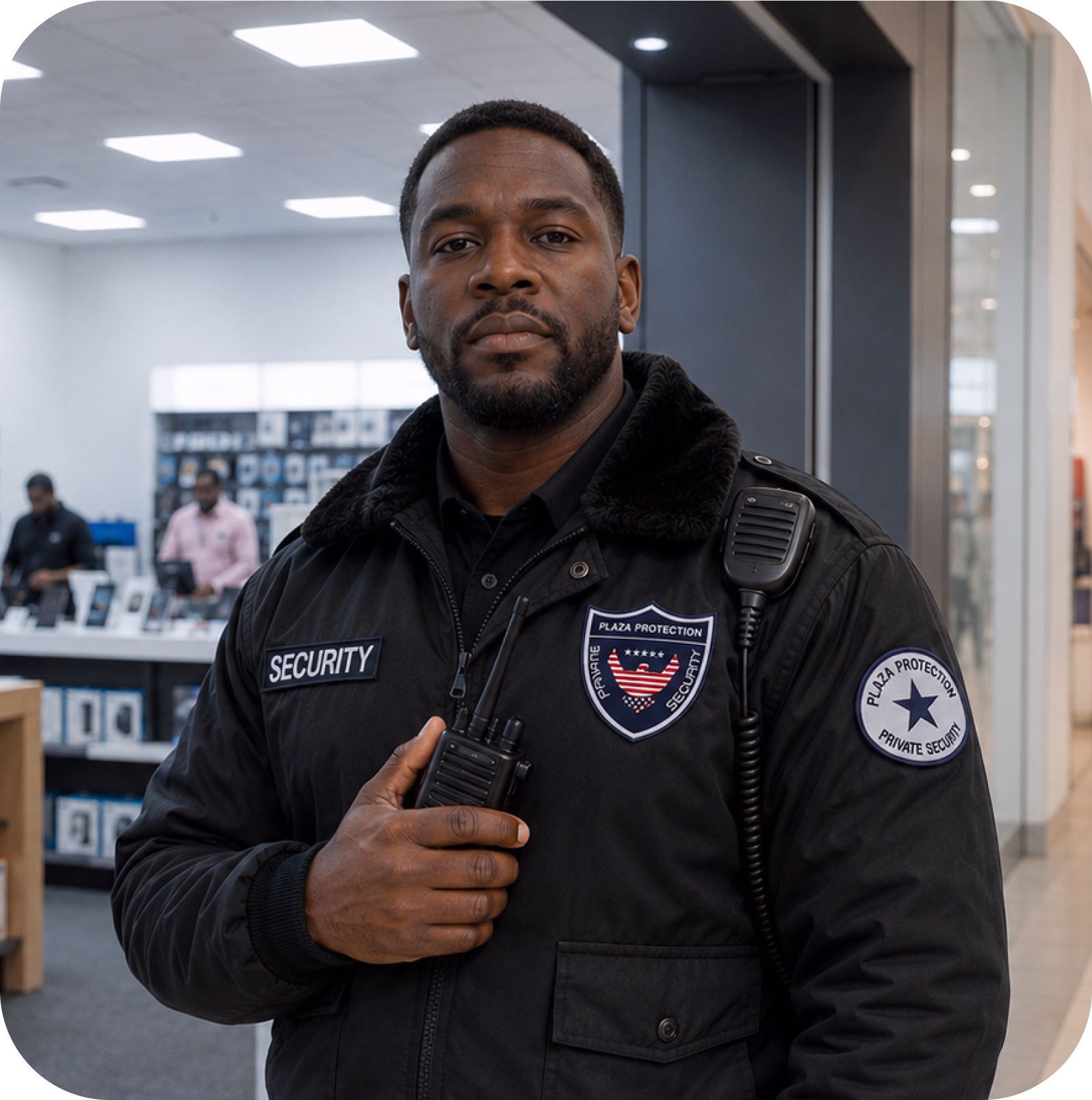 Plaza Protection Security Guard Providing Industry-Specific Protection