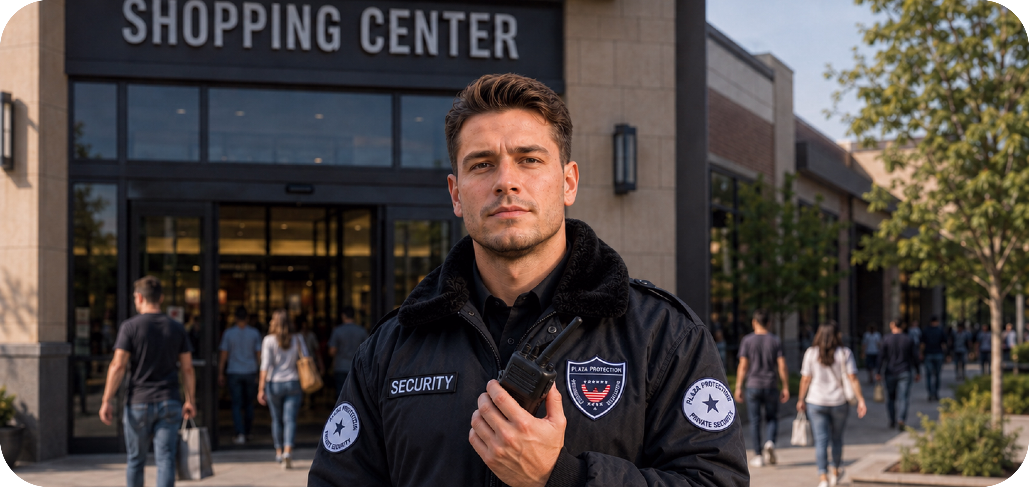 Plaza Protection Security Guard Providing Industry-Specific Protection