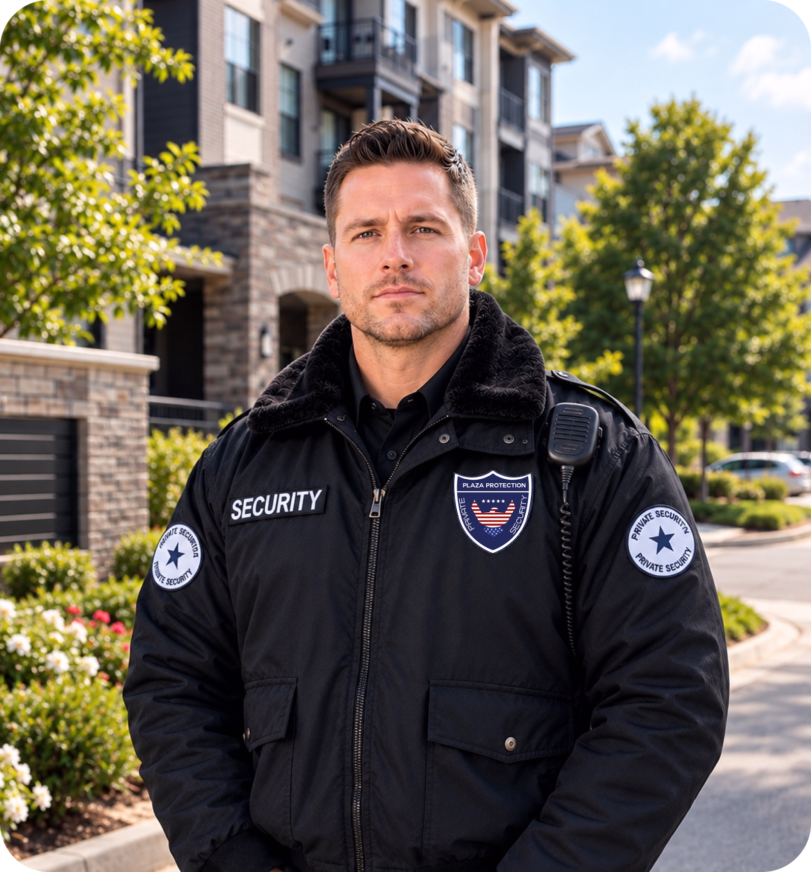Plaza Protection Security Guard Providing Industry-Specific Protection